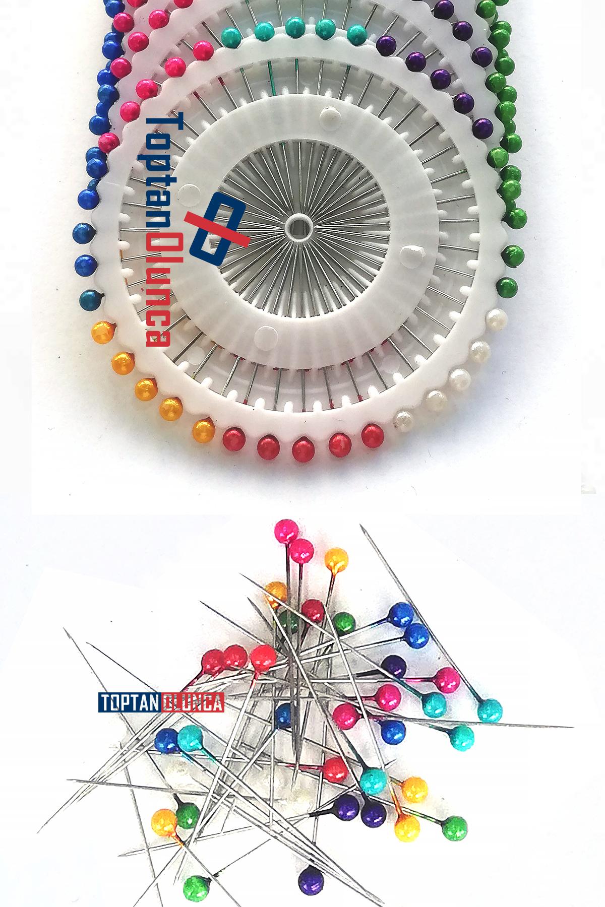 Renkli%20Plastik%20İnci%20Büyük%20Başlı%20Toptan%20Toplu%20İğne,%2038%20mm%2040%20lı%20Disk%20-%2012%20Adet