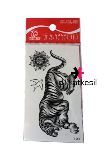 Kaplan Dövmesi, Siyah Beyaz Geçici Kaplan Motif ve Kuş Dövme, (Tattoo Sticker)