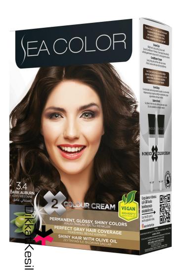 Sea Color 3.4 Koyu Kestane Renk Krem Saç Boyası Set, (Seacolor 3.4 Numara)