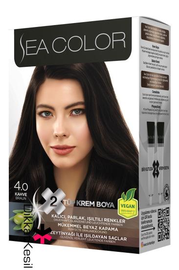 Sea Color 4.0 Kahve Renk Krem Saç Boyası Set, (Seacolor 4.0 Numara)