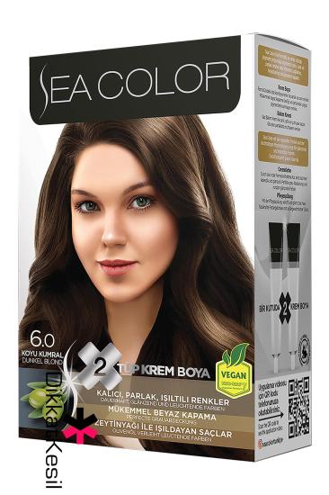 Sea Color 6.0 Koyu Kumral Renk Krem Saç Boyası Set, (Seacolor 6.0 Numara)