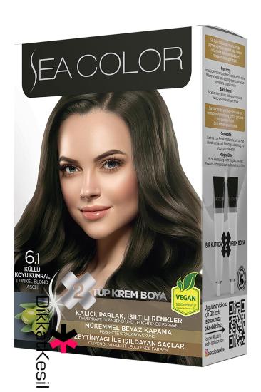 Sea Color 6.1 Küllü Kumral Renk Krem Saç Boyası Set, (Seacolor 6.1 Numara)
