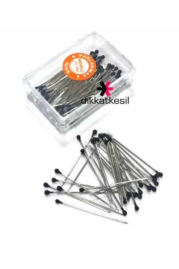 Siyah Mineli Başlı Toplu İğne 30 mm 100 lü Başörtü İğneleri - Toptan Olunca