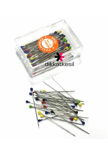 Renkli Mineli Başlı Toplu İğne 30 mm 100 lü, Toplu İğne Çeşitleri - Toptan Olunca