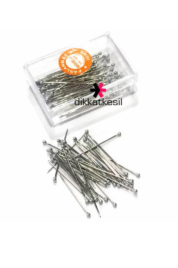 Gümüş Gri Mineli Başlı Toplu İğne 30 mm 100 lü Eşarp İğneleri - Toptan Olunca