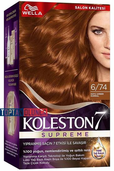 Koleston 6.74 Koyu Amber Kumral Renk Saç Boyası Set, 6/74 Koleston Renkleri - Toptan Olunca
